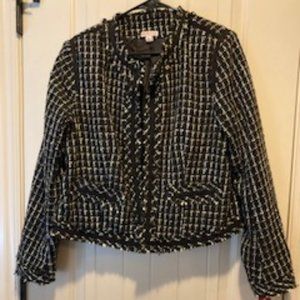 NWT Merona Black and White Plaid Jacket Size XL Long sleeves
